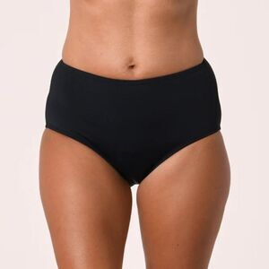 NWT Jantzen Women's Black Comfort Core Mid Waist Tummy Control Bikini Bottom 8